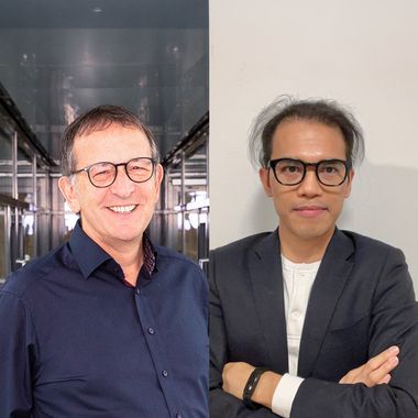 Photo of Markus Antonietti and Christian M. Pelicano of Max Planck Institute of Colloids and Interfaces, Germany, to accompany their viewpoint on translating laboratory success into the large-scale implementation of photocatalytic overall water splitting, published in Frontiers in Science
